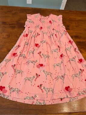 Pink Chicken Stevie Dress in "I Heart Dalmatians" 10Y pink red